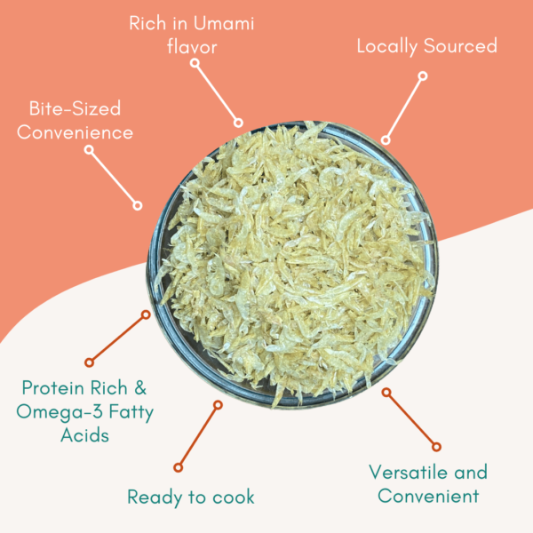 infographics Dry prawns in a bowl, ZestBites product