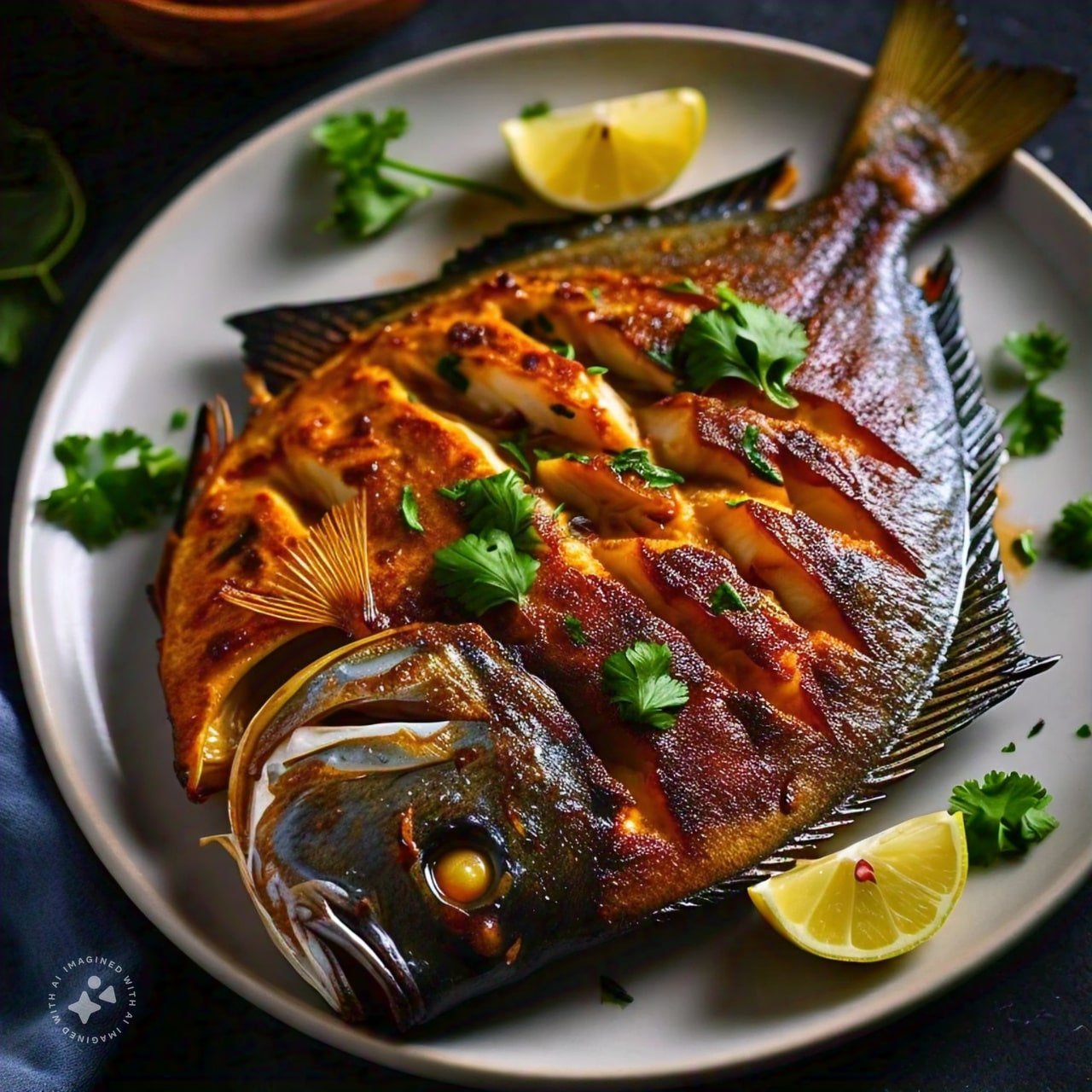 Butter Fish Fry with Salad served in plate