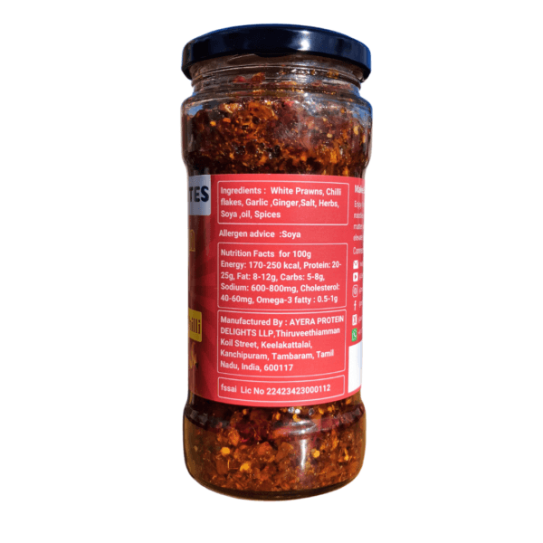 zestbites Prawns Crisp Chilli Garlic Oil in glass jar