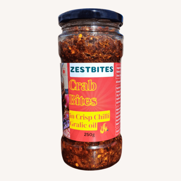 ZestBites Crab Crisp Chilli Garlic Oil in jar