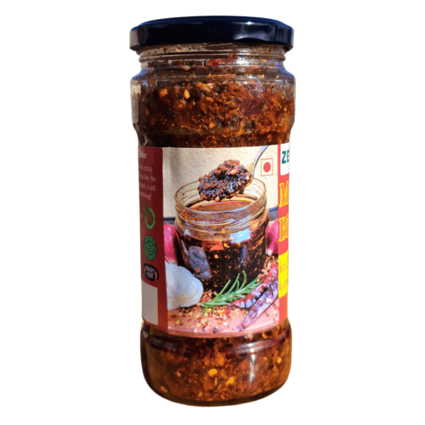 ZestBites Mutton Crisp Chilli Garlic Oil in jar