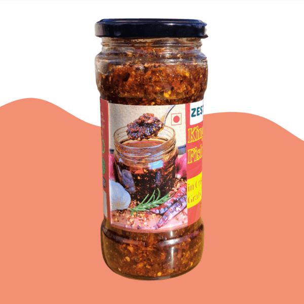 ZestBites Seer Fish Crisp Chilli Garlic Oil in jar