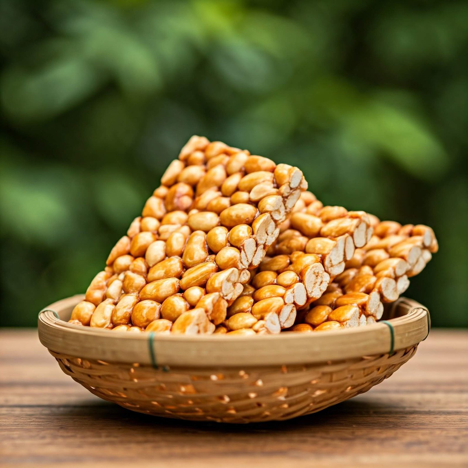 a bowl of peanut chikki bars on a table-peanut chikki online