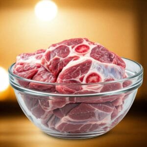 a bowl of fresh mutton pieces