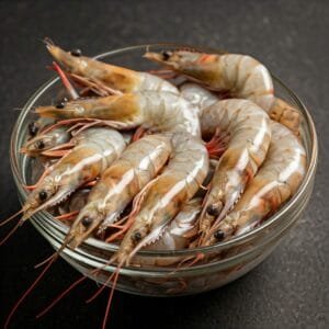 a bowl of prawns