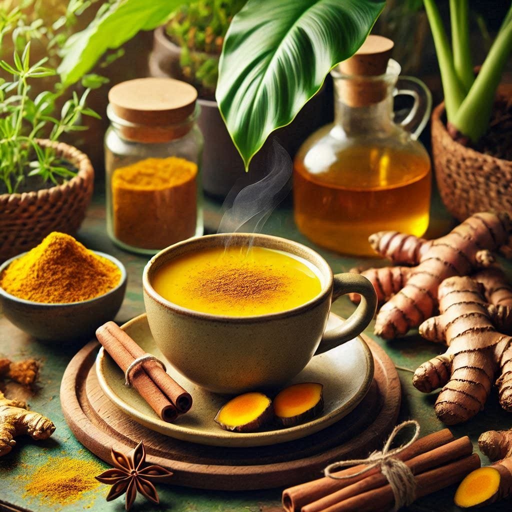 5 Teas That Are Effective Winter illness remedies 6 a cup of turmeric tea with spices and herbs