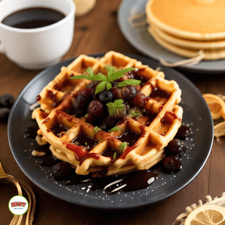 a plate of best of waffle pancake recipes with berries and syrup