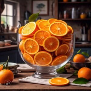 a bowl of sun dried orange slices on a table