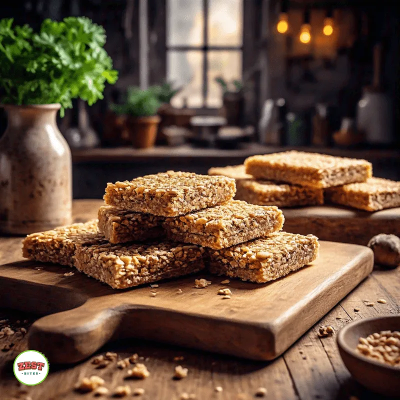 sesame chikki bars on wooden table