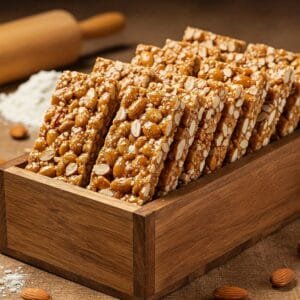 a box of zestbites almond chikki bars