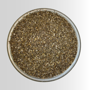 clear glass bowl of chia seeds