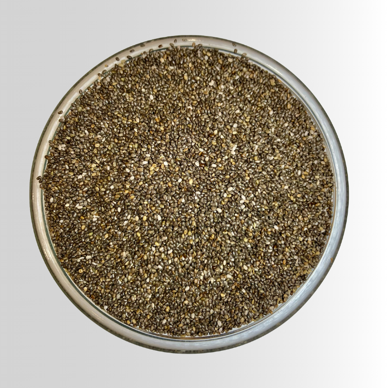 clear glass bowl of chia seeds