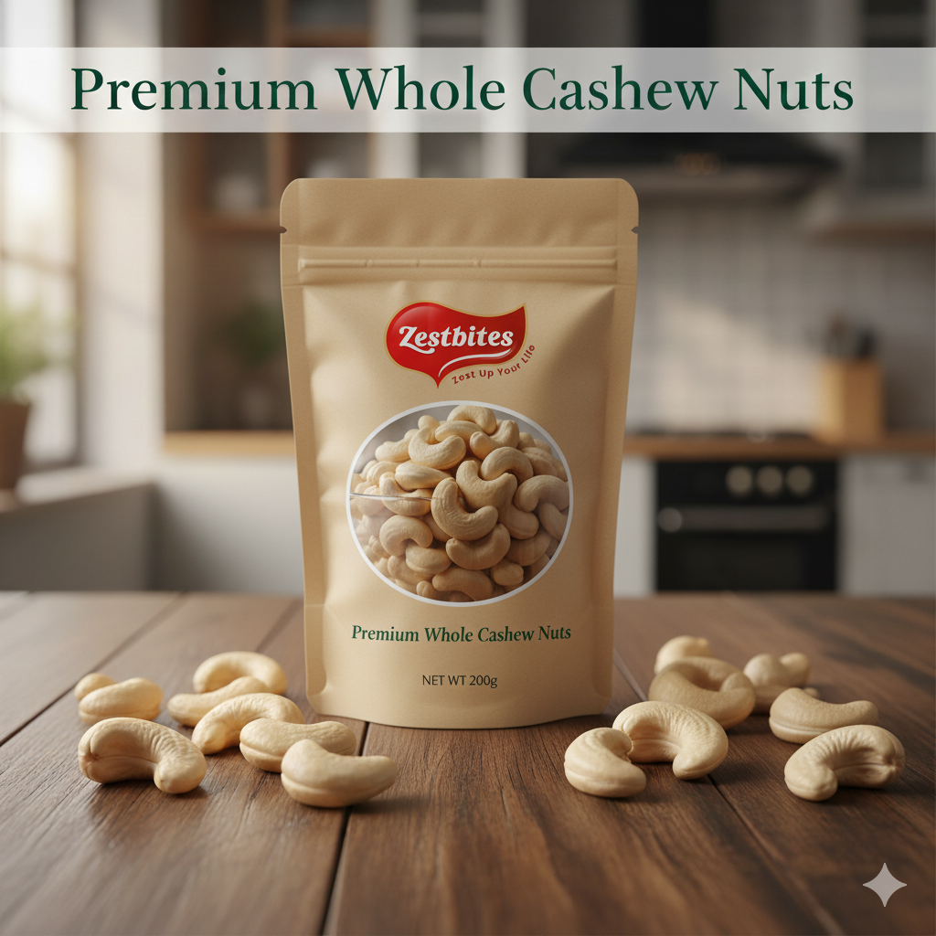 ZestBites Premium Whole Cashew Nuts | 200g 1 ZestBites Premium Whole Cashew Nuts | 200g