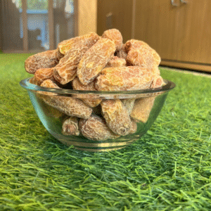 glass bowl of Dried Yellow Dates