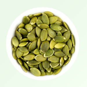 glass bowl of pumpkin seeds